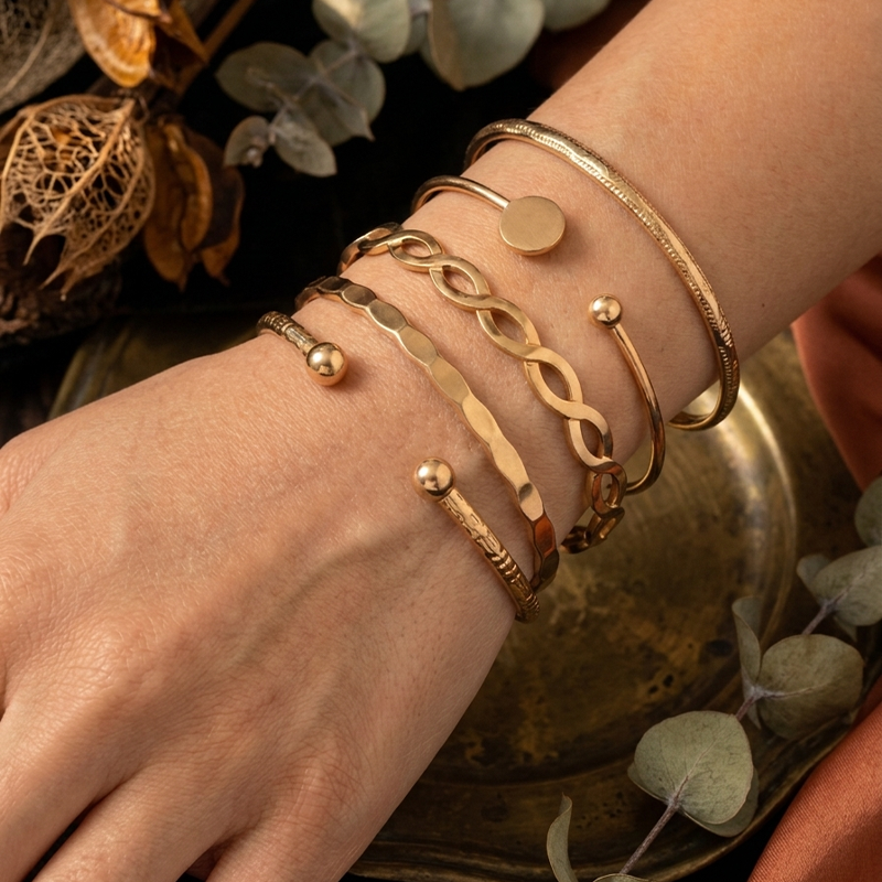 5-Piece Gold Bangle Set for Women